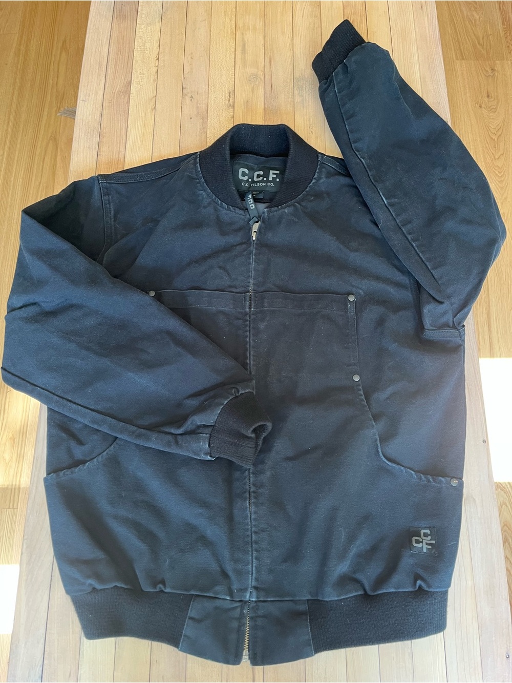 CCF Filson black duck canvas made in Canada bomber jacket size M